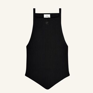 NEW Courreges Pointy Rib Knit Tank Top in Black